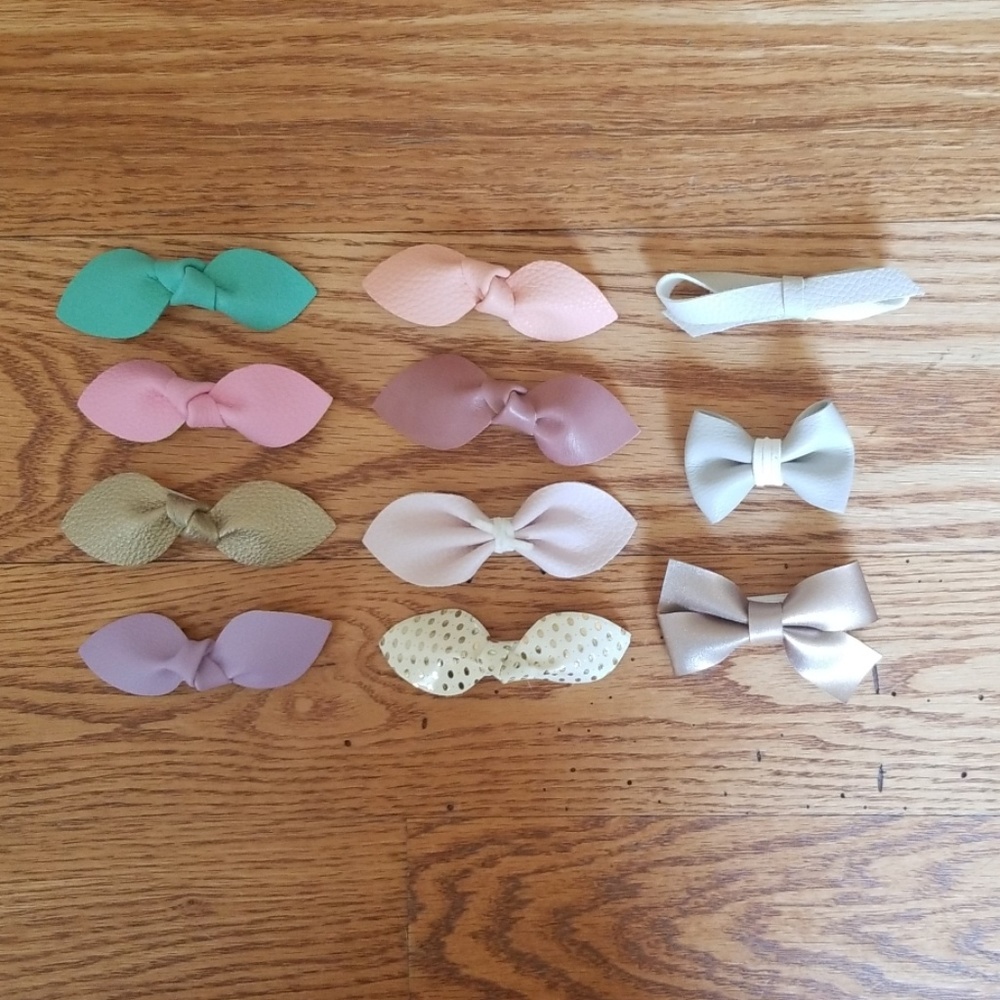 Assorted faux leather hair clips